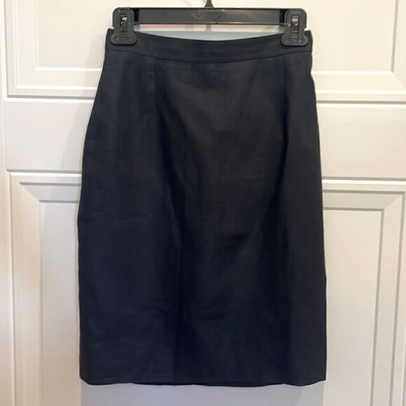 Valentino Navy Linen Pencil Skirt - Picture 1 of 5